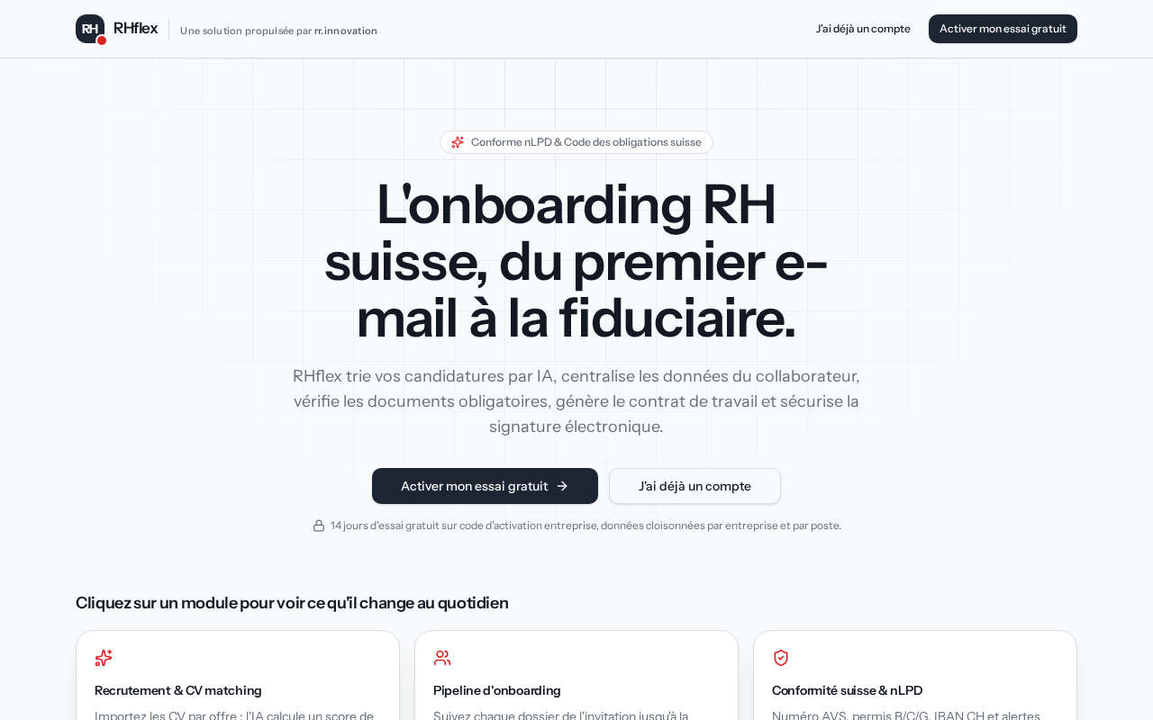 Aperçu de l'application RHflex, logiciel SaaS RH et pilotage terrain