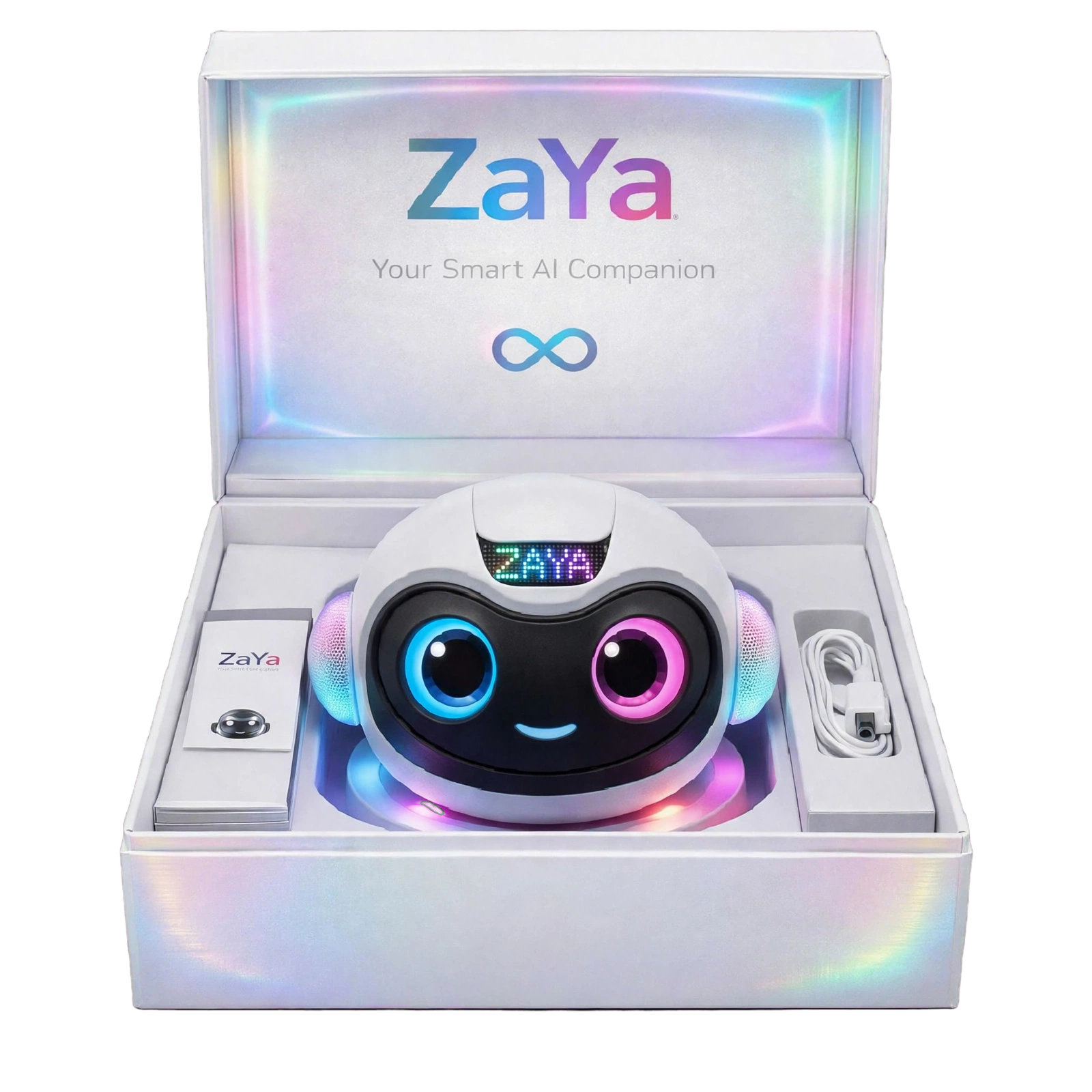 Coffret ZaYa ouvert avec la compagne IA